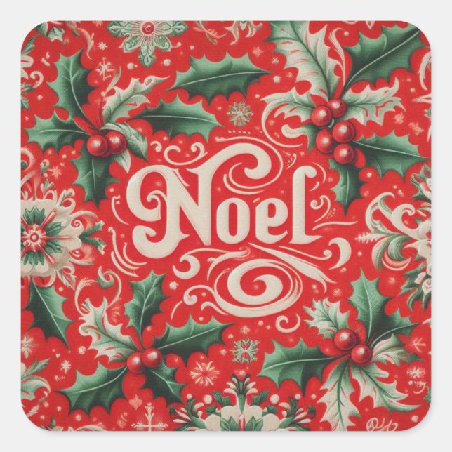 Sticker Carré Noel rouge et vert (Devant)