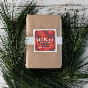 Sticker Carré Noël rouge géométrique rétro-maximaliste