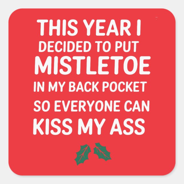 Sticker Carré Noël rude Funny Noel Hilarié Arbre de Noël (Devant)