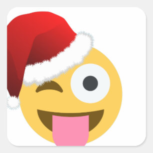Sticker Carré noël santa claus winking emoji
