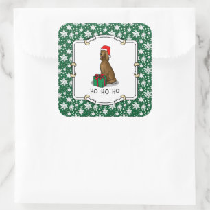 Sticker Carré Noël Santa Hat Irlandais Setter Chien (rouge 1) mi