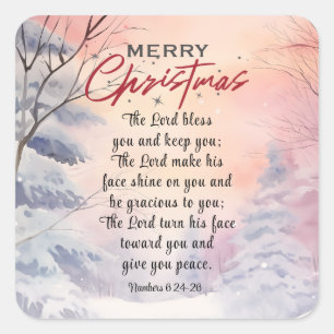 Sticker Carré Noël Seigneur Bénissez-vous la Bible Verse Scène d