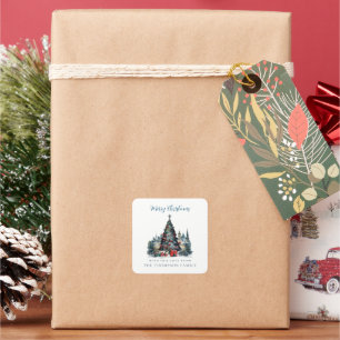 Sticker Carré Noël traditionnel Nom de la scène Joyeux Noël