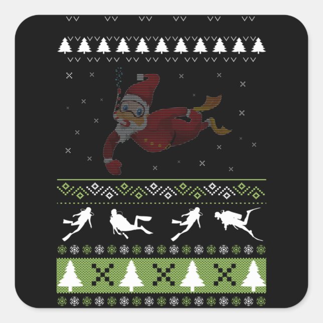 Sticker Carré Noël Vilain Plongée Plongée Plongée Xmas Pj Pajama (Devant)