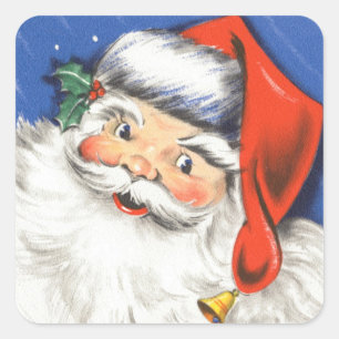 Sticker Carré Noël vintage, joyeux Père Noël avec de la musique