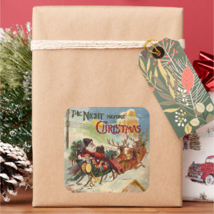 Sticker Carré Noël vintage, la veille de Noël