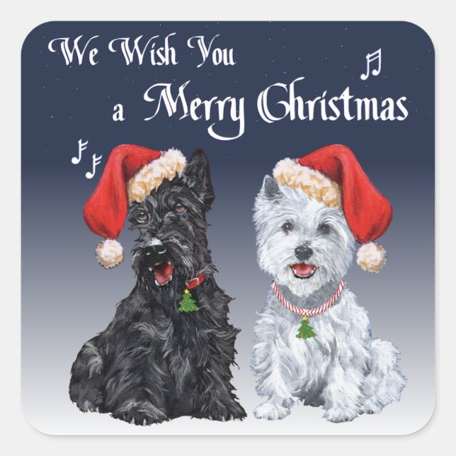Sticker Carré Noëls de Scottie & Westie (Devant)