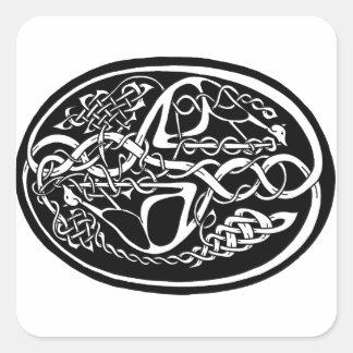 Sticker Carré Noeud celtique Kangaroo noir et blanc
