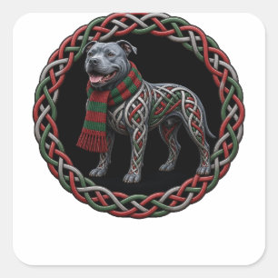 Sticker Carré Nœud Celtique Pit Bull Hiver