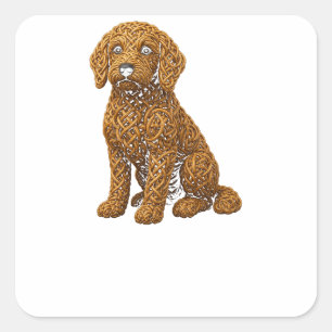 Sticker Carré Nœud Celtique Tissé Doodle