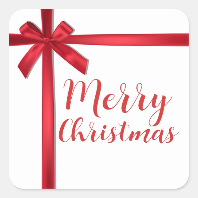 Sticker Carré Nœud de ruban de satin rouge pour la fête de Noël (Devant)