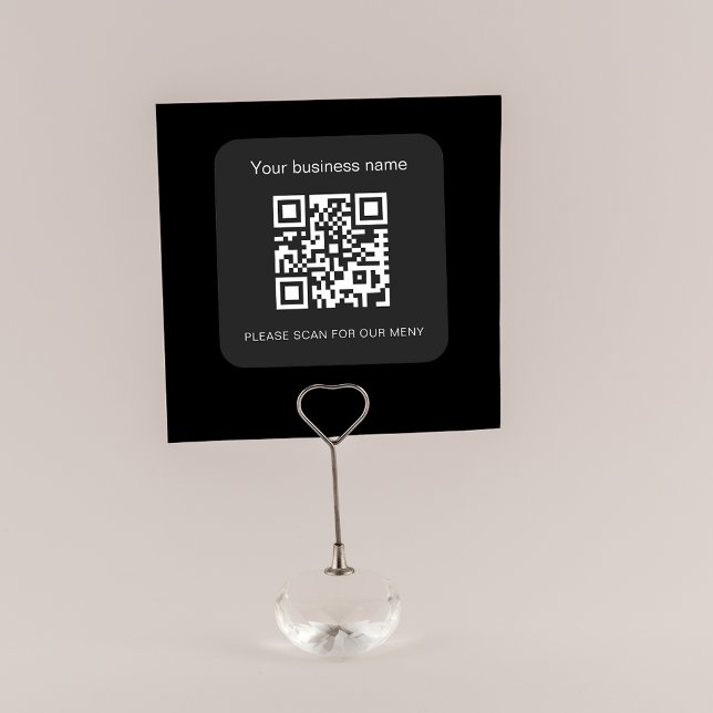 Sticker Carré Noir blanc bar restaurant menu qr code (Créateur téléchargé)