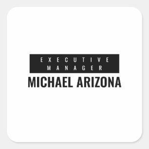 Sticker Carré Noir & Blanc Minimaliste Simple Plaque