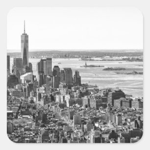 Sticker Carré Noir blanc New York City Skyline