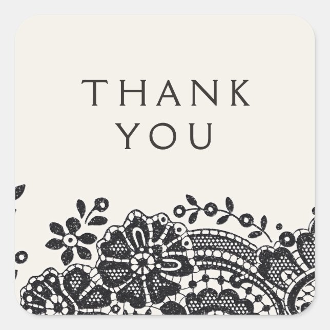 Sticker Carré Noir élégant vintage dentelle mariage (Devant)