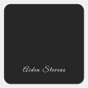 Sticker Carré Noir et blanc minimaliste élégant Ajouter un nom