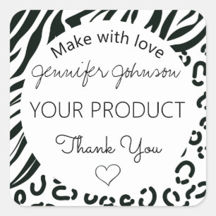 Sticker Carré Noir et blanc poster de animal