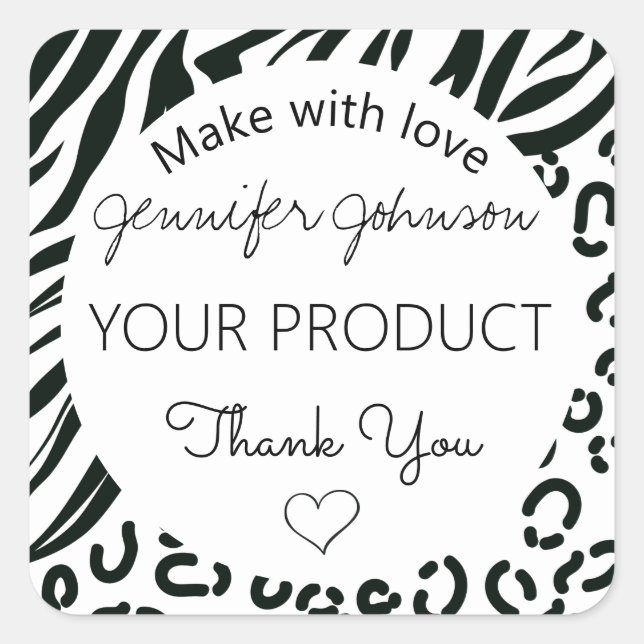 Sticker Carré Noir et blanc poster de animal (Devant)