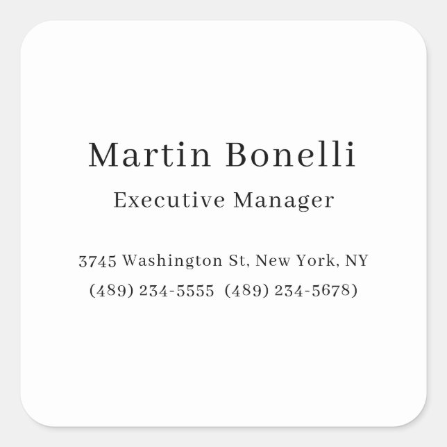 Sticker Carré Noir et blanc tendance minimal simple (Devant)