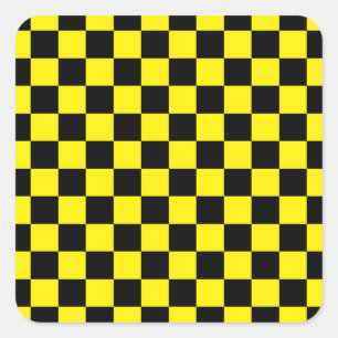 Sticker Carré Noir et jaune Checkered