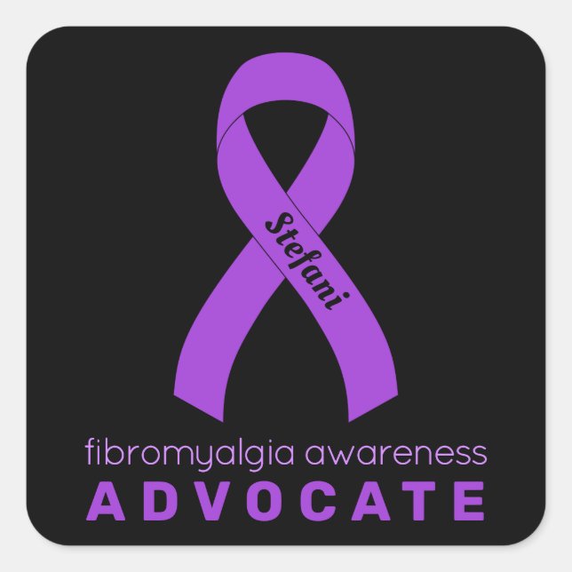Sticker Carré noir Fibromyalgia Advocate (Devant)
