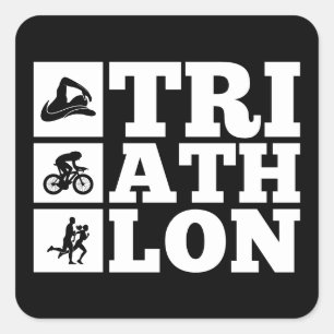 Sticker Carré Noir ・ Motivation du triathlon