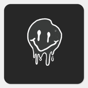 Sticker Carré Noir souriant