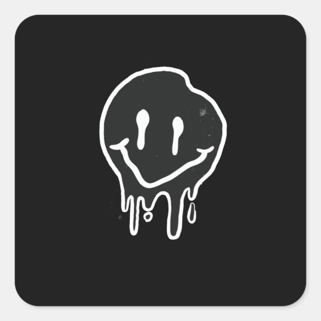 Sticker Carré Noir souriant (Devant)