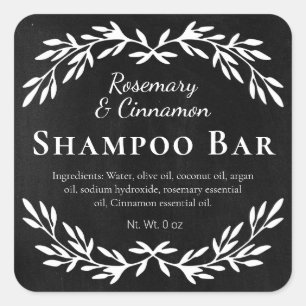 Sticker Carré Noir Vintage do-it-yourself Shampooing Bar Étiquet