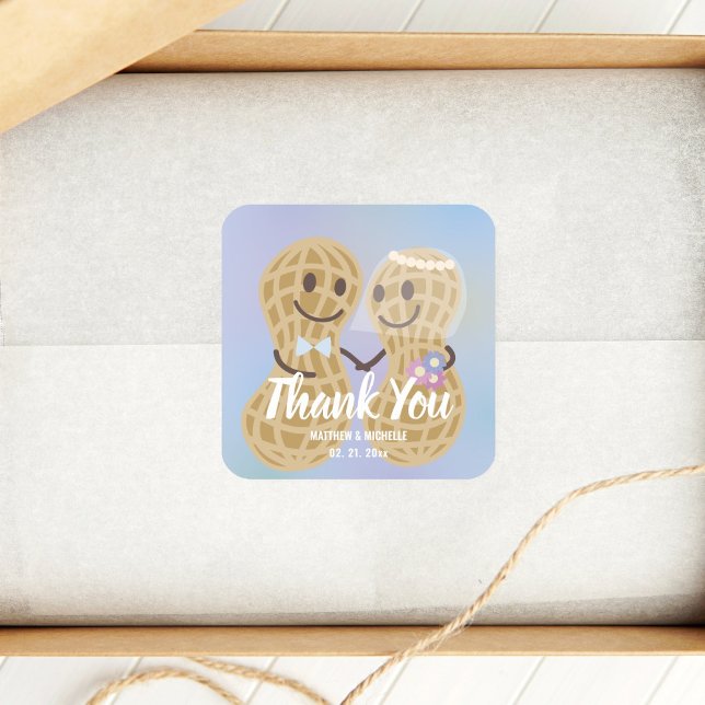 Sticker Carré Noix sur l'autre élégant Merci de mariage (Créateur téléchargé)