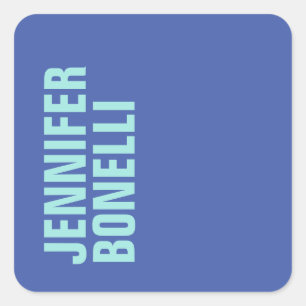 Sticker Carré Nom bleu minimaliste professionnel