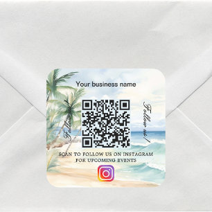 Sticker Carré Nom commercial de plage qr code instagram