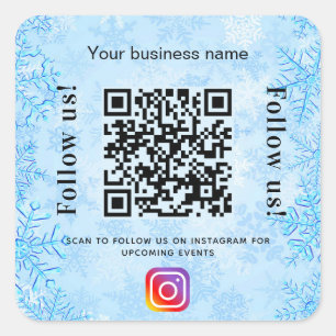 Sticker Carré Nom commercial d'hiver bleu qr code instagram