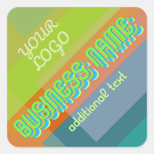 Sticker Carré Nom commercial et formes géométriques rétro-modern