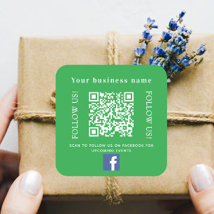 Sticker Carré Nom commercial vert qr code Facebook