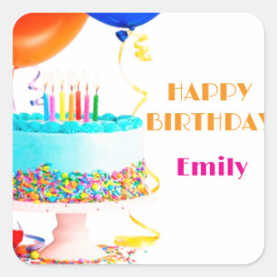 Sticker Carré Nom d'anniversaire heureux simple
