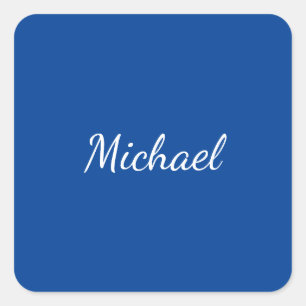 Sticker Carré Nom de calligraphie professionnelle unique bleue