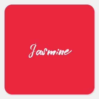Sticker Carré Nom de calligraphie rouge blanc minimaliste modern