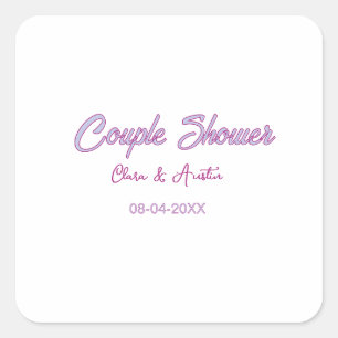 Sticker Carré nom de douche de couple date gris tendance simple