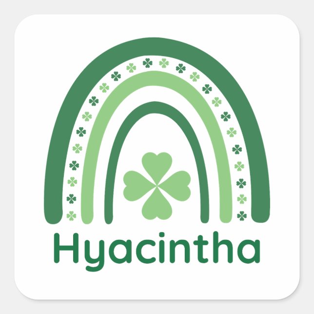 Sticker Carré Nom de Hyacintha Clover Boho Rainbow (Devant)
