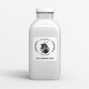 Sticker Carré Nom de la ferme   Wreath   Lait de fromage de chèv