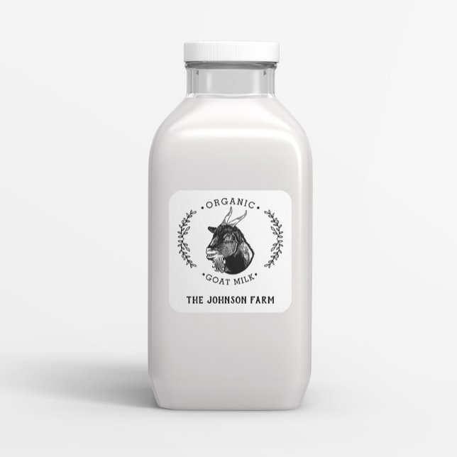 Sticker Carré Nom de la ferme | Wreath | Lait de fromage de chèv (Créateur téléchargé)