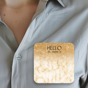 Sticker Carré Nom de la fête Balise Badge Gold Parties scintilla