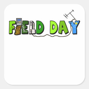 Sticker Carré Nom de la journée de campagne Balises ou étiquet