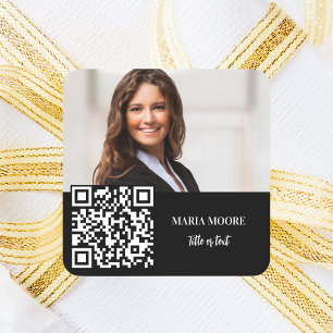 Sticker Carré Nom de la photo Code QR noir blanc affaires