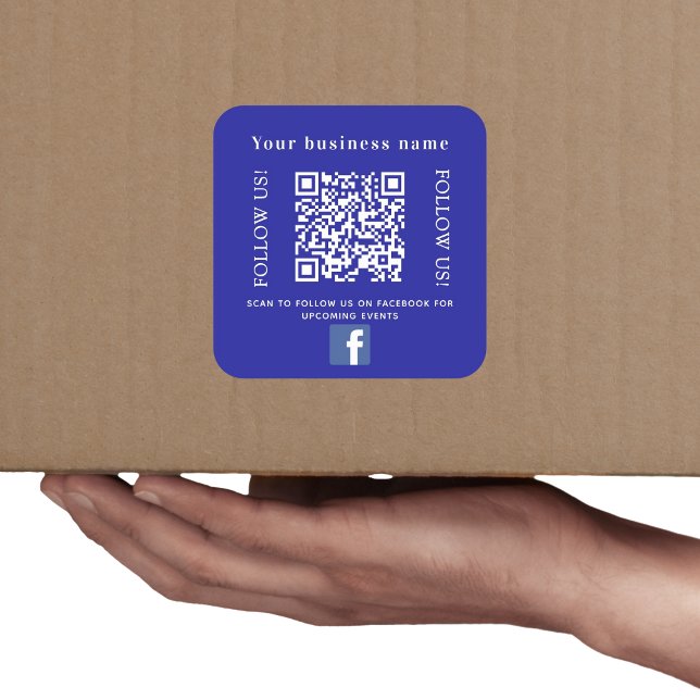 Sticker Carré Nom de l'entreprise code qr bleu foncé Facebook (Créateur téléchargé)
