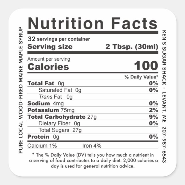 Sticker Carré Nom de l'État du feu de bois Sirop d'érable Valeur (Devant)