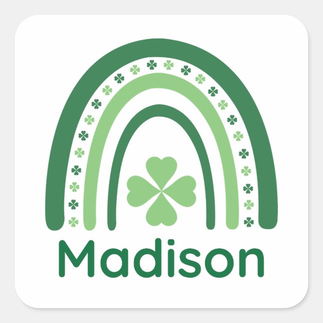 Sticker Carré Nom de Madison Clover Boho Rainbow (Devant)