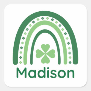 Sticker Carré Nom de Madison Clover Boho Rainbow