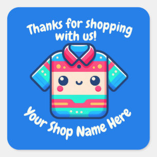 Sticker Carré Nom de petite entreprise Kawaii Vendeur de maillot